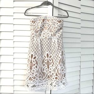 Francesca’s white mesh / lace strapless dress